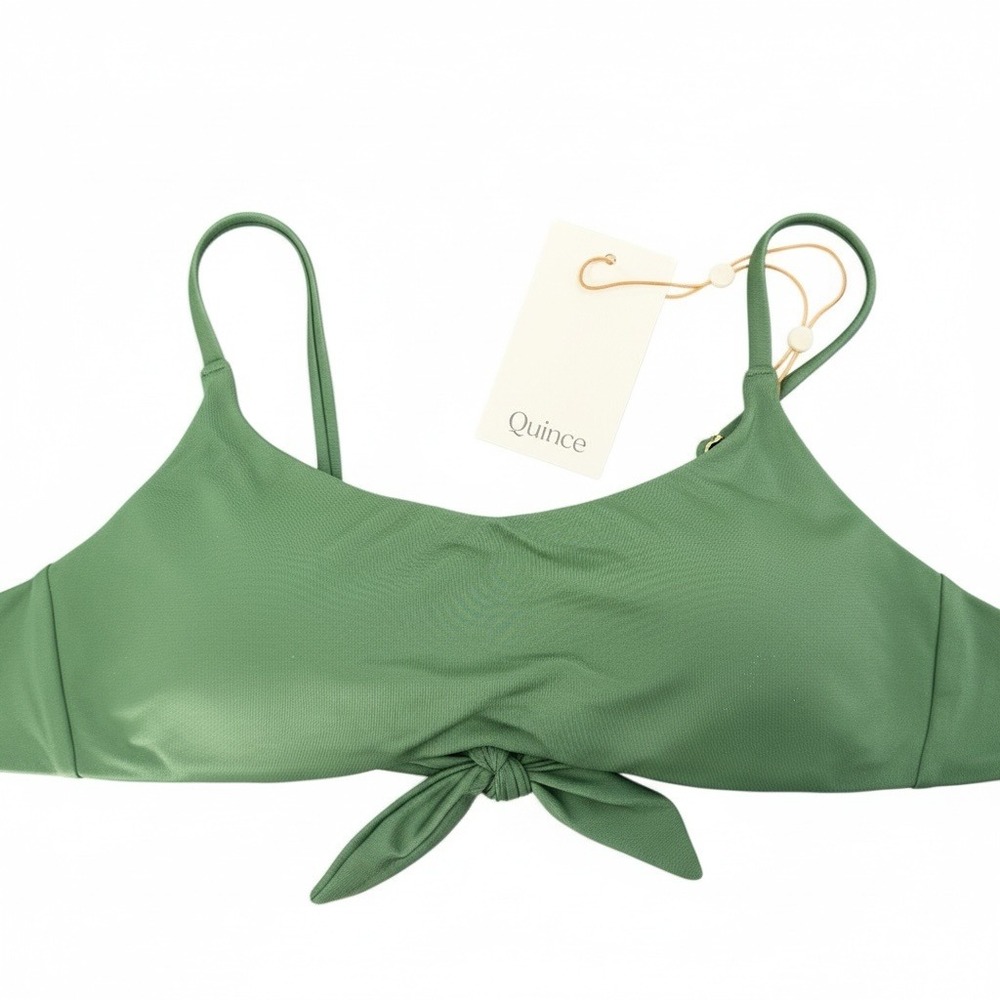 Quince NWT‎ Italian Matte Scoop Neck Bikini Top Palm Green Sustainable Size XS - Picture 3 of 9
